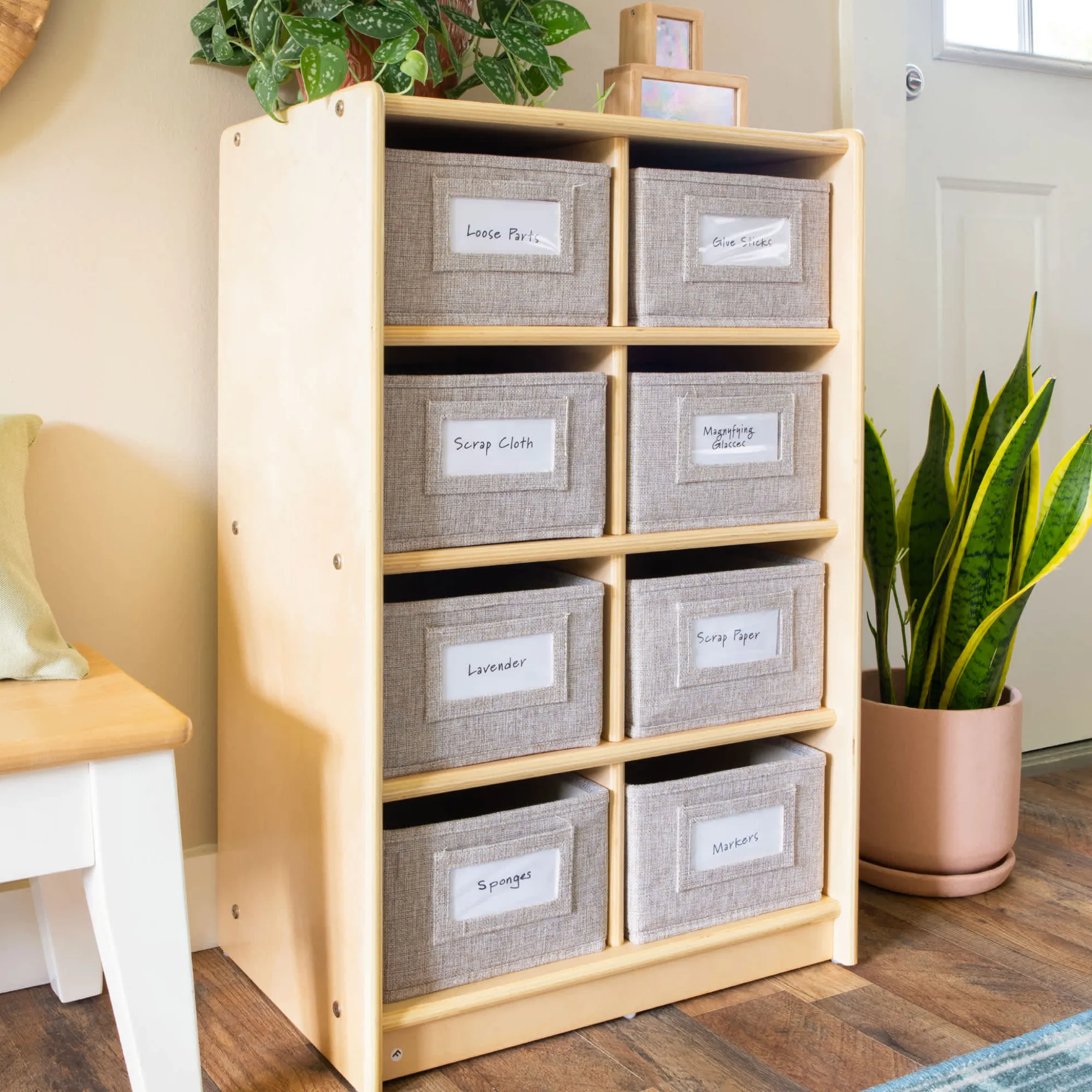 Guidecraft EdQ 8 Cubby Bin Storage Organizer - 30"*Kids Classroom Furniture|Toy Storage Organization