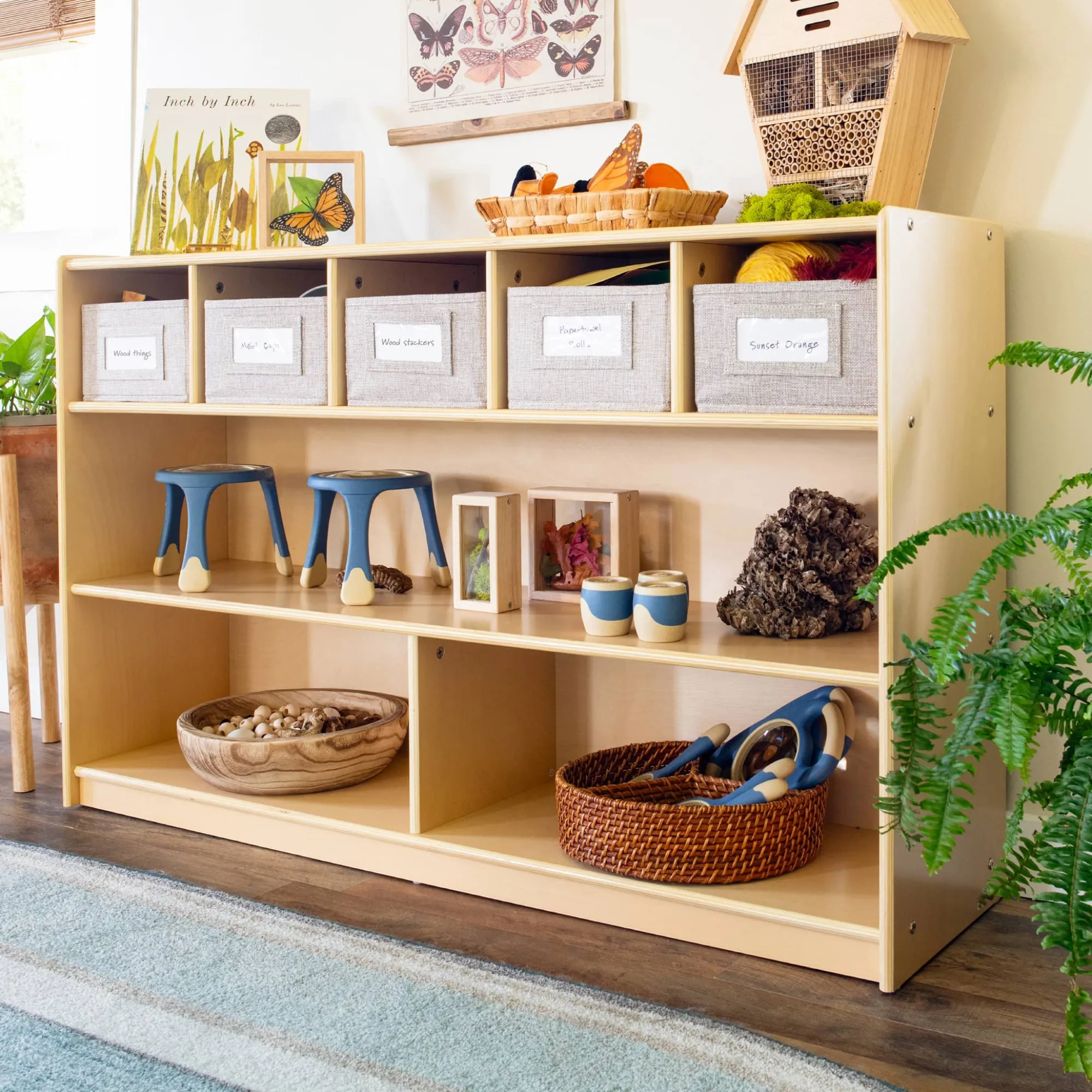 Guidecraft EdQ Shelves and 5 Bin Storage Unit - 30"*Kids Classroom Furniture|Edq Essentials