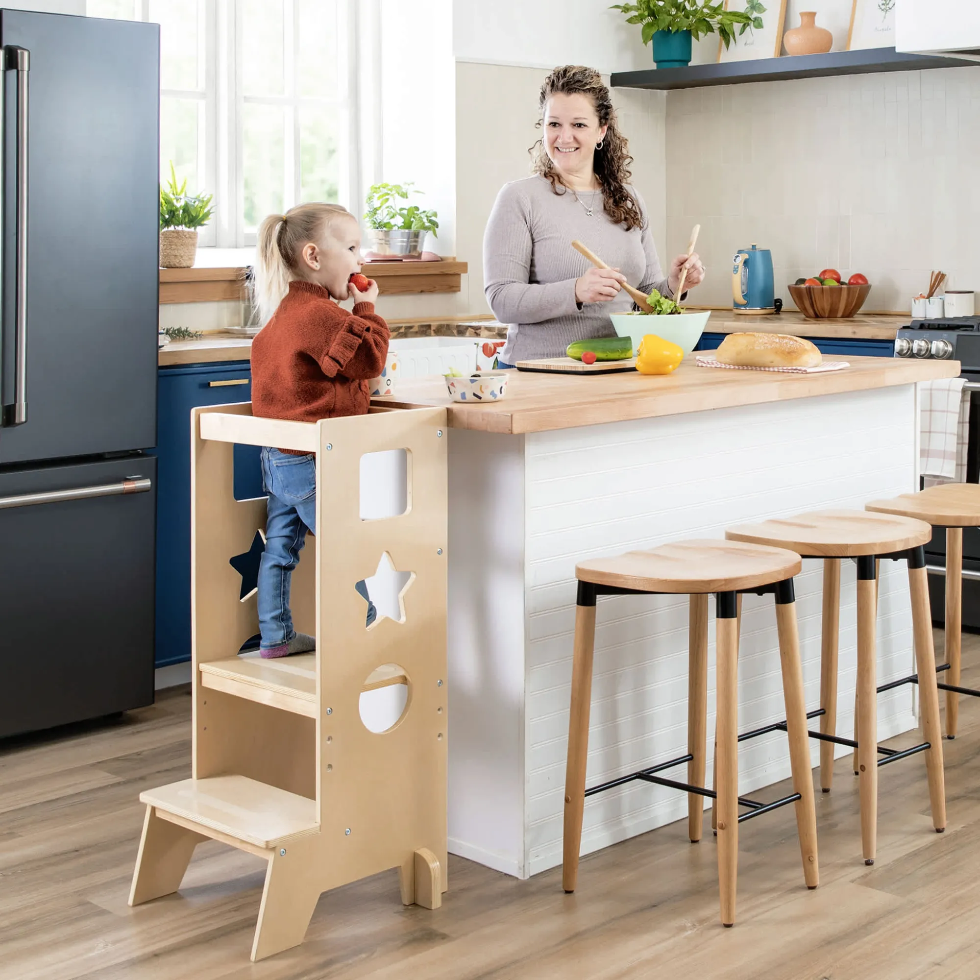Guidecraft Jr. Classic Kitchen Helper Step-Up*Kids Kitchen Helper|Toddler Tower