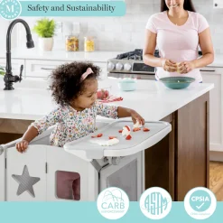 Guidecraft Martha Stewart Kitchen Helper Toddler Tower and Mealtime and Play Tray Bundle*Kids Kitchen Helper|Toddler Tower