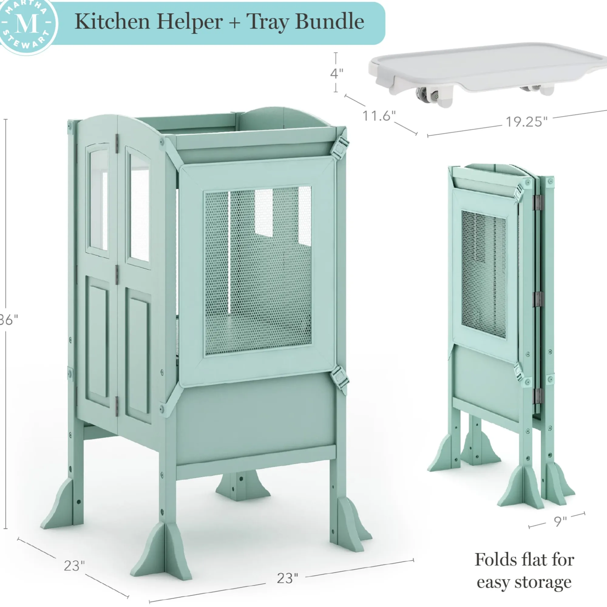 Guidecraft Martha Stewart Kitchen Helper Toddler Tower and Mealtime and Play Tray Bundle*Kids Kitchen Helper|Toddler Tower